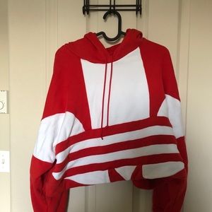 Adidas Logo- Oversized Crop Hoodie